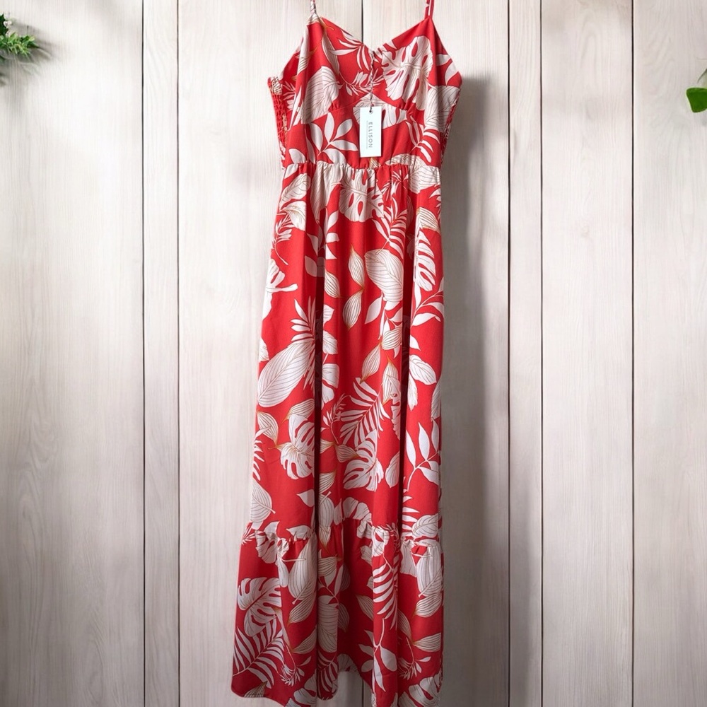 Ellison White and Orange Maxi Dress